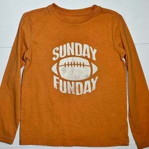 Cat & Jack Boys Sunday Funday Orange Long Sleeve Graphic T-Shirt Size S (6/7)
